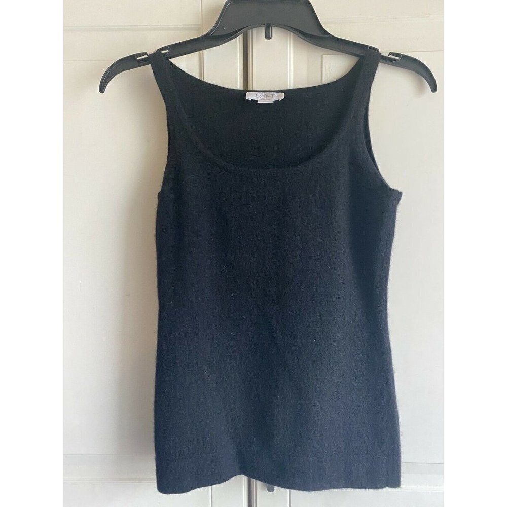 Ann Taylor Loft Sz XSP Black 100% Cashmere Sleeveless Sweater
